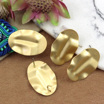 Bigle ozdobne złote satynowe owal 28x19mm [para]