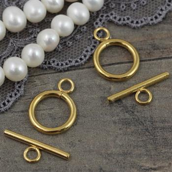 Zapięcie toggle stal szlachetna pozłacana 14mm