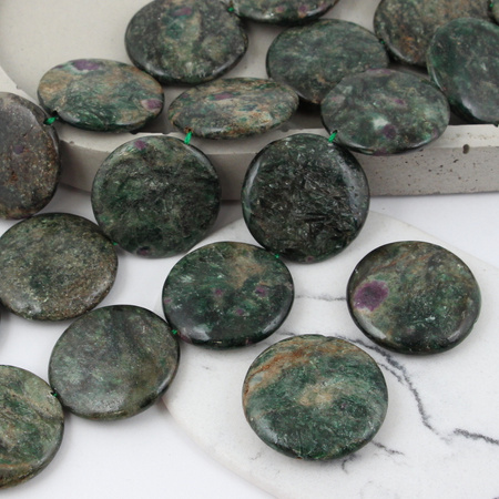 Naturalny szmaragd moneta gładka 30mm