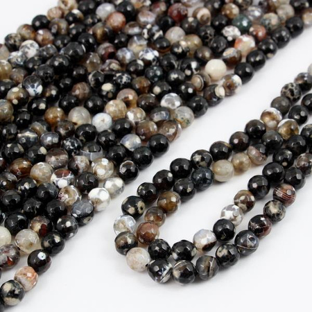 Agat matrix kula fasetowana 8mm [sznur 36cm]