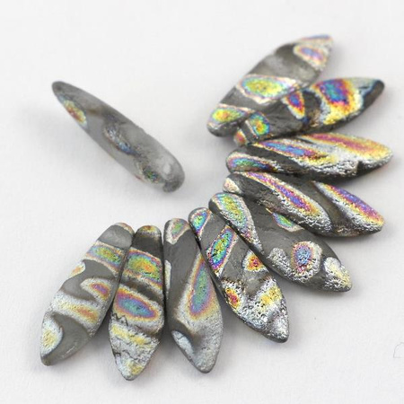 Dagger Etched Crystal Vitrail Stripes 5x16mm [6szt]
