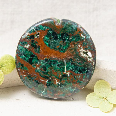 Kaboszon Chryzokola z druzą 41x6mm