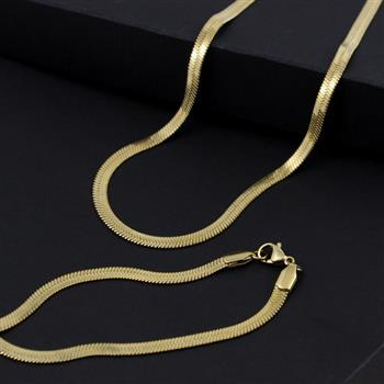 Łańcuszek gotowy płaska żmijka złoty stal szlachetna 4mm [43cm]