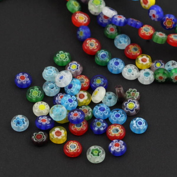 Koralik millefiori moneta 6mm mix kolor