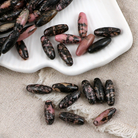 Rodonit oliwka gładka 16x6mm