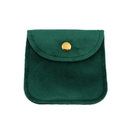 Welurowa torebka kieszonka z zatrzaskiem zielona szmaragdowa 8x8cm