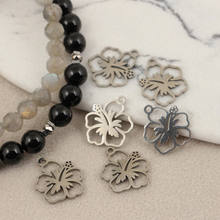 Zawieszka kwiat hibiskusa stal szlachetna 13mm