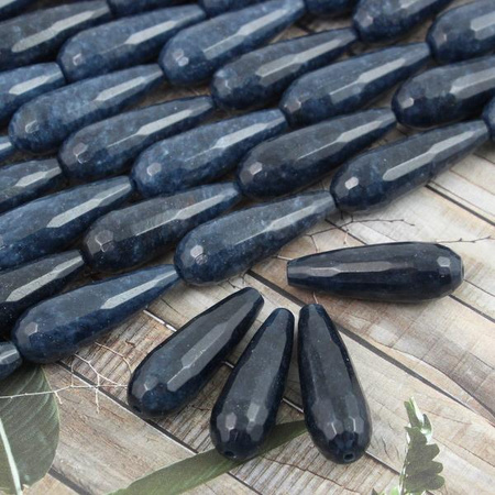 Jadeit kropla fasetowana granatowa 30x10mm