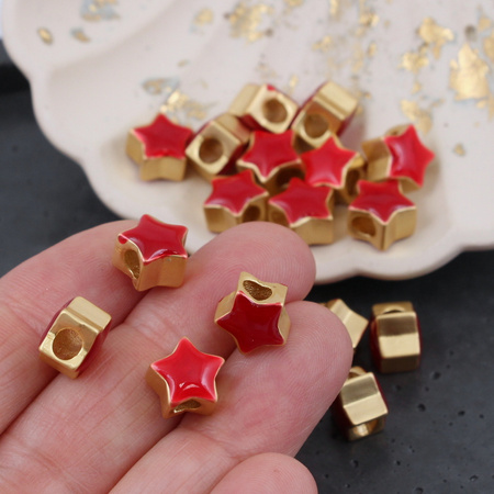 Przekładka metalowa pozłacana czerwona gwiazdka 10mm