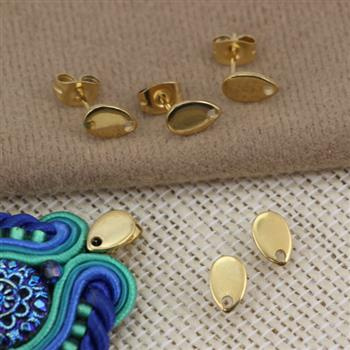 Sztyfty stal szlachetna pozłacane łezka z barankami [para]