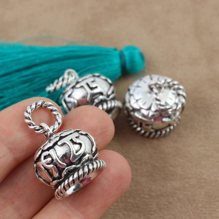 Ozdobna tulejka kopuła do wklejania srebrna 20x15mm