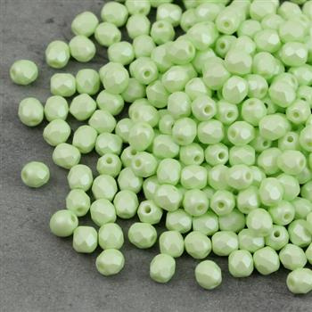 Fire Polish 4mm Alabaster Light Peridot Powdery [20szt]