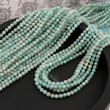 Amazonit kula fasetowana 3mm [sznur 39cm]