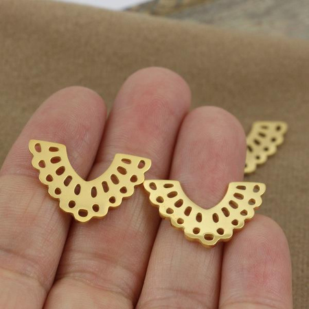 Ażurowa baza stal szlachetna pozłacana PVD HQ 25x16mm