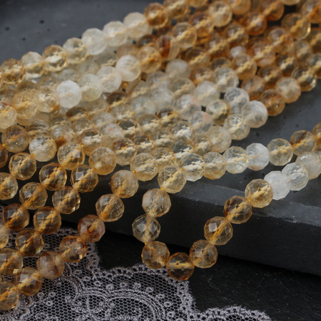 Cytryn cieniowany kula fasetowana 7mm [sznur 39cm]