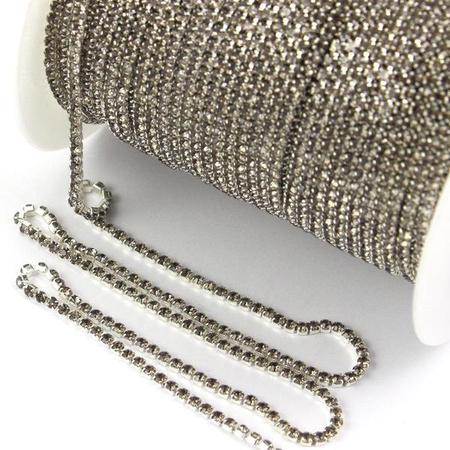 Taśma ozdobna cyrkoniowa silver/grey 2mm [50cm]