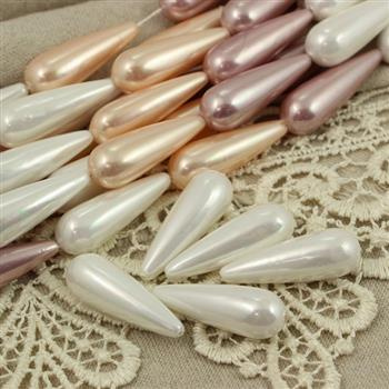 Perła seashell kropla biała 30x8mm