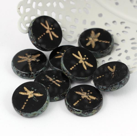 Dragonfly Beads Jet Travertine 17mm