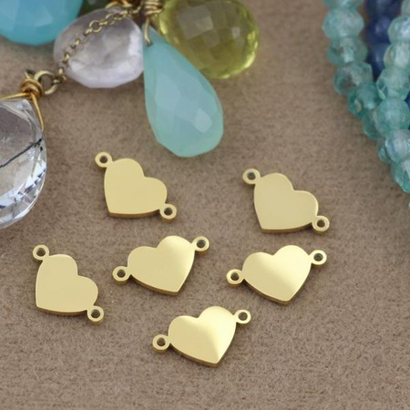 Łącznik serce stal szlachetna pozłacana PVD HQ 12x7mm