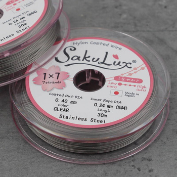 Japońska linka stalowa jubilerska SakuLux 7-splotowa Silver 0,40mm [szpula 30m]