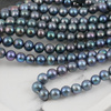 Perła słodkowodna niebiesko-fioletowa kula 9mm [sznur 37cm]