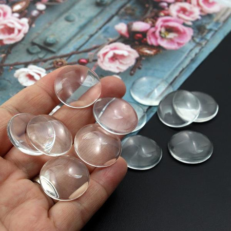 Kaboszon szklany przezroczysty moneta 14mm