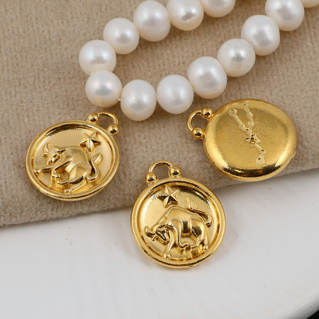 Zawieszka stal szlachetna pozłacana znaki zodiaku Byk 17mm