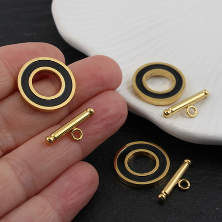 Zapięcie toggle stal szlachetna złoto-czarne 20mm