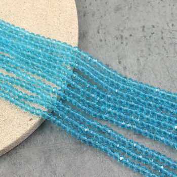 Kryształek szklany oponka fasetowana turkusowa 4x3mm [sznur 39cm]