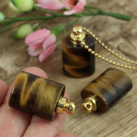 Tygrysie oko zawieszka perfumetka z odkręcanym korkiem 30x18mm