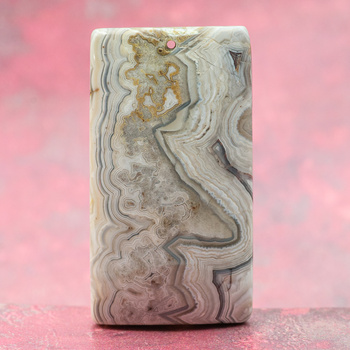 Zawieszka agat koronkowy prostokąt 54x30mm