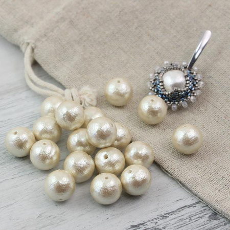 Miyuki Cotton Pearls Off - White kula 10mm