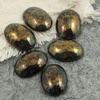 Kaboszon szklany Green - Gold Splash owal 25x18mm