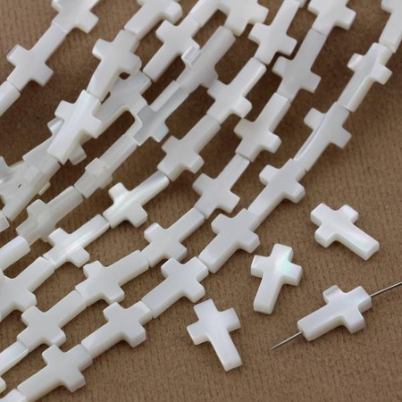 Masa perłowa kremowa krzyżyk 13x8mm