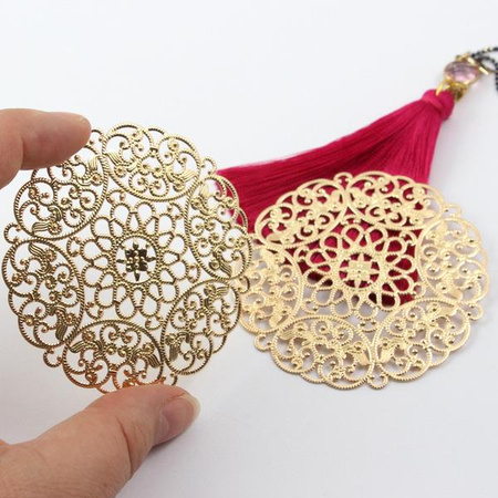 Rozeta filigranowa metalowa złota 67mm