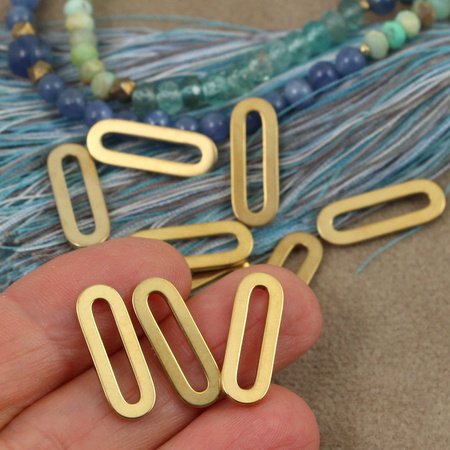 Baza ramka łącznik owal stal szlachetna pozłacana 19x7mm