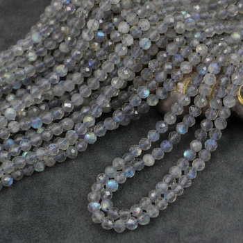 Labradoryt kula fasetowana 4mm [sznur 39cm]