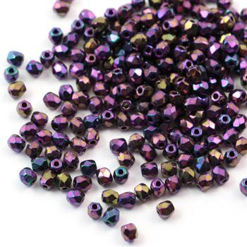 Fire Polish 3mm Jet Purple Iris [40szt]