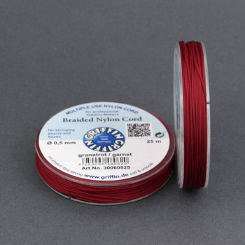 Griffin sznurek nylonowy ciemnoczerwony 0,5mm [1 szpula/25 m]