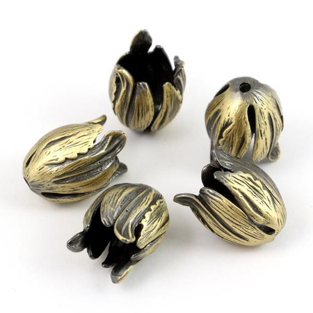Przekładka tulipan antyczny mosiądz 22x16mm