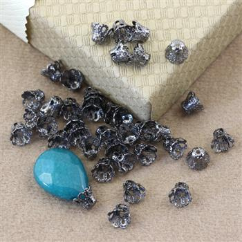 Tulejka metalowa ażurowa czarna 6x5mm [40szt]