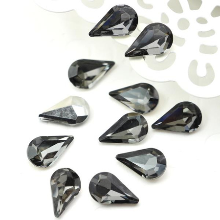 Kaboszon szklany łezka faset black diamond 13x8mm