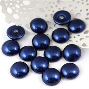 Glass Pearl Cabochon Midnight Blue 14mm