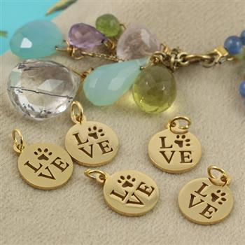 Zawieszka stal szlachetna pozłacana moneta LOVE 12mm