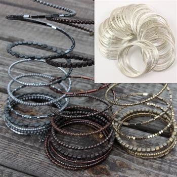 Drut pamięciowy na bransoletki j. srebrny stalowy 0,6mm/6cm [20 żeberek]