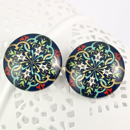 Kaboszon szklany z grafiką mozaika moneta 25mm