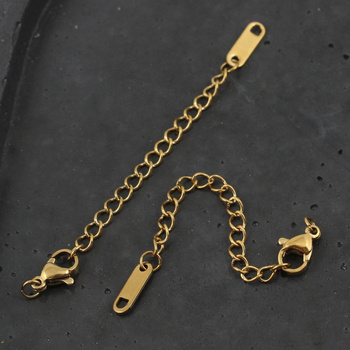 Zapięcie przedłużka z karabińczykiem stal szlachetna pozłacana 5cm