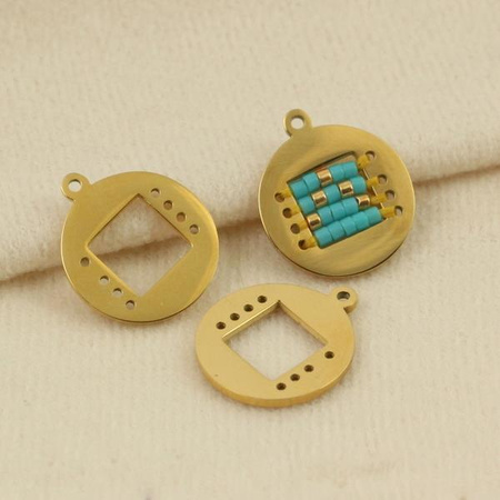 Baza do beadingu koło stal szlachetna pozłacana PVD 15mm