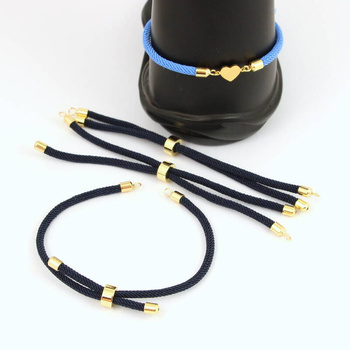 Zapięcie regulowane / przesuwane sznurkowe granatowe do bransoletki 11cm ZŁ