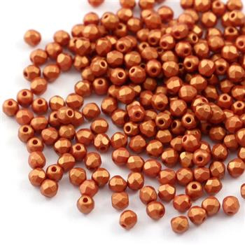 Fire Polish 3mm Gold Shine Brick Red [40szt]